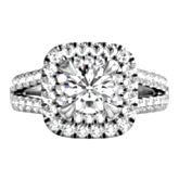 14K white gold engagement ring with 1 round brilliant cut ALTRTM Created Diamond weighing approximately 3/4 ct. tw. and 60 round brilliant cut ALTRTM Created Diamonds weighing approximately 3/4 ct. tw.Matching Band Item Number: 2302315